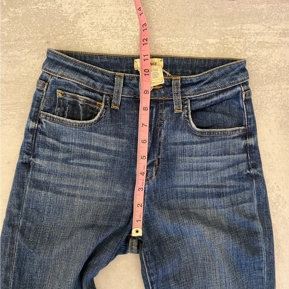 L'AGENCE || Audrina High Rise Straight Distressed Destructed Jeans Blue 25 - Picture 5 of 8